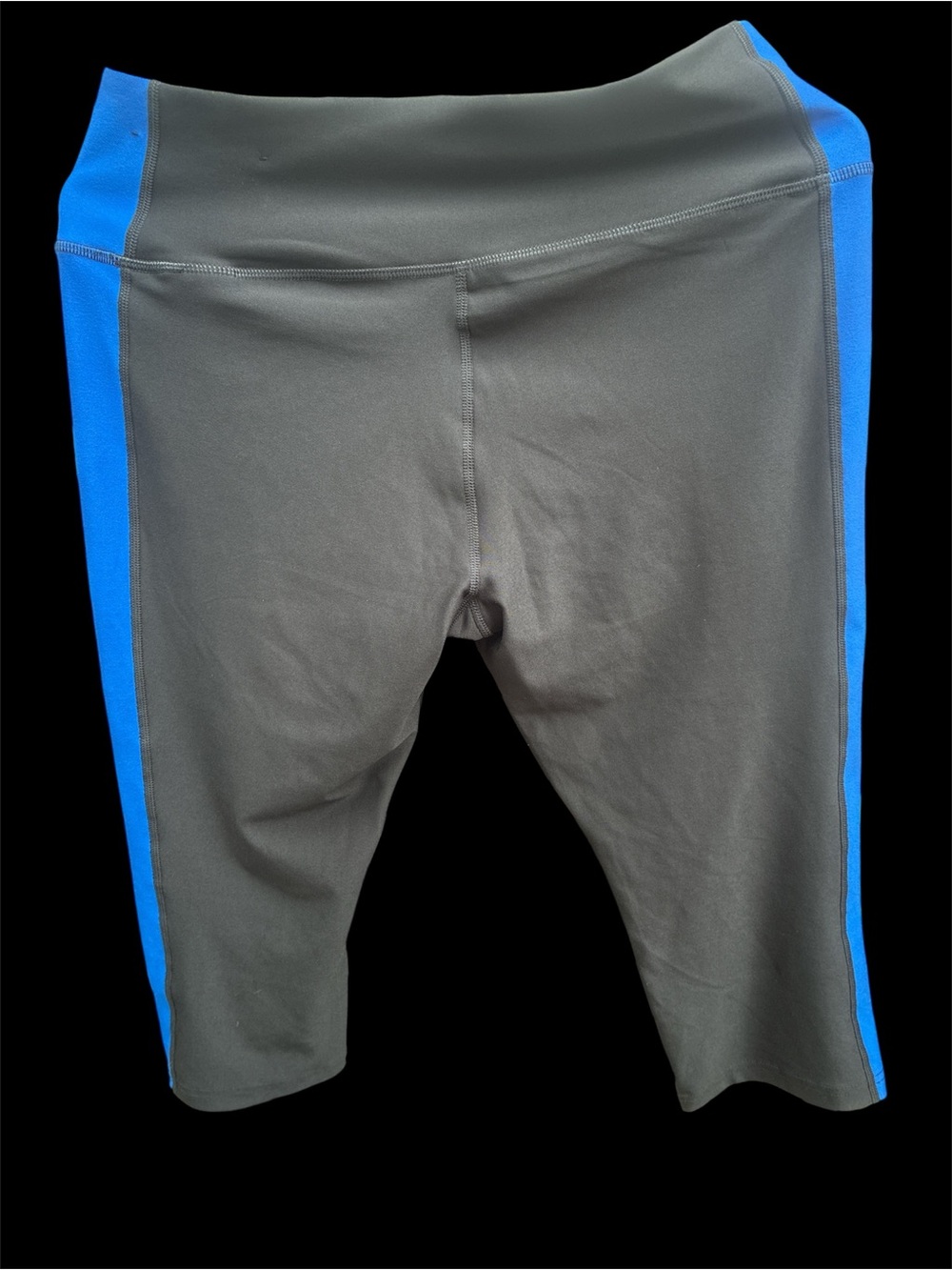 Nike Dri-FIT Women's Large Gray Capri Leggings Blue Side Stripe Cropped Crop L - Picture 2 of 2